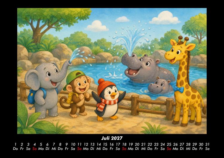 Produktbild: Ein Jahr im Zoo mit Raffi und Freunden 2027 Fotokalender DIN A3