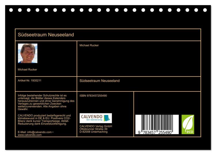 Produktbild: S&uuml;dseetraum Neuseeland (Tischkalender 2026 DIN A5 quer), CALVENDO Monatskalender