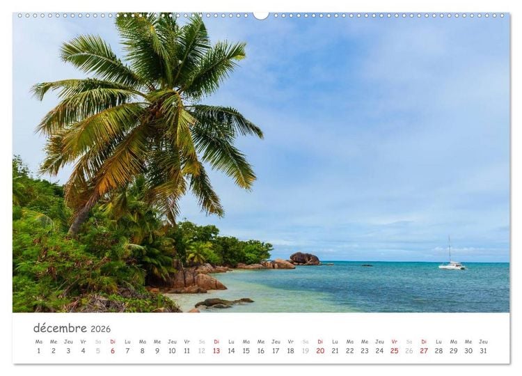 Produktbild: Paysages des Seychelles (Calendrier mural 2026 DIN A2 vertical) calendrier de bureau