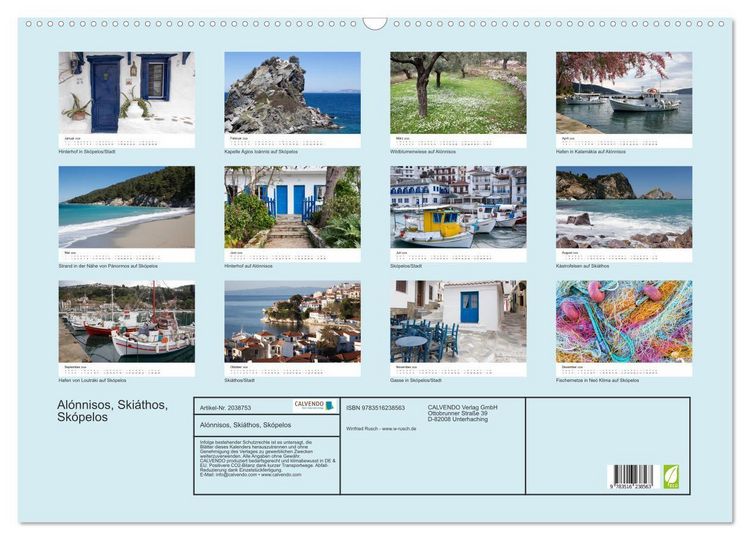 Produktbild: Al&oacute;nnisos, Ski&aacute;thos, Sk&oacute;pelos (Wandkalender 2026 DIN A2 quer), CALVENDO Monatskalender