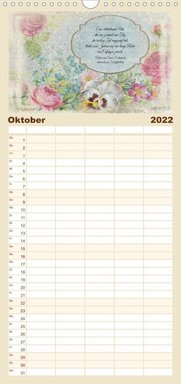 Produktbild: Poetische Romantik - Familienplaner hoch (Wandkalender 2022 , 21 cm x 45 cm, hoch)