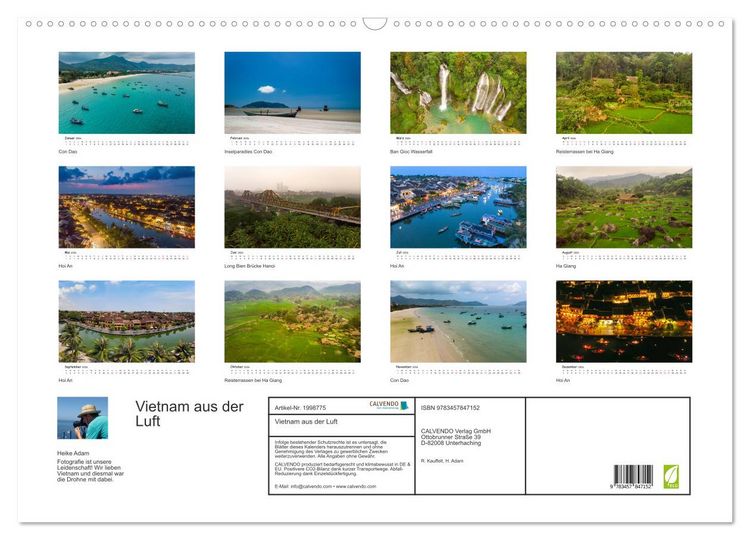Produktbild: Vietnam aus der Luft (Wandkalender 2026 DIN A2 quer), CALVENDO Monatskalender
