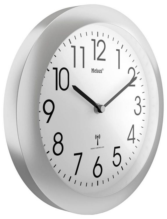 Produktbild: Mebus 52451 Funk Wanduhr 25cm x 40mm Silber