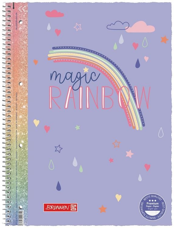 Produktbild: Brunnen Collegeblock Premium Magic Rainbow A4, Lineatur 27, 80 Blatt, violett/bunt