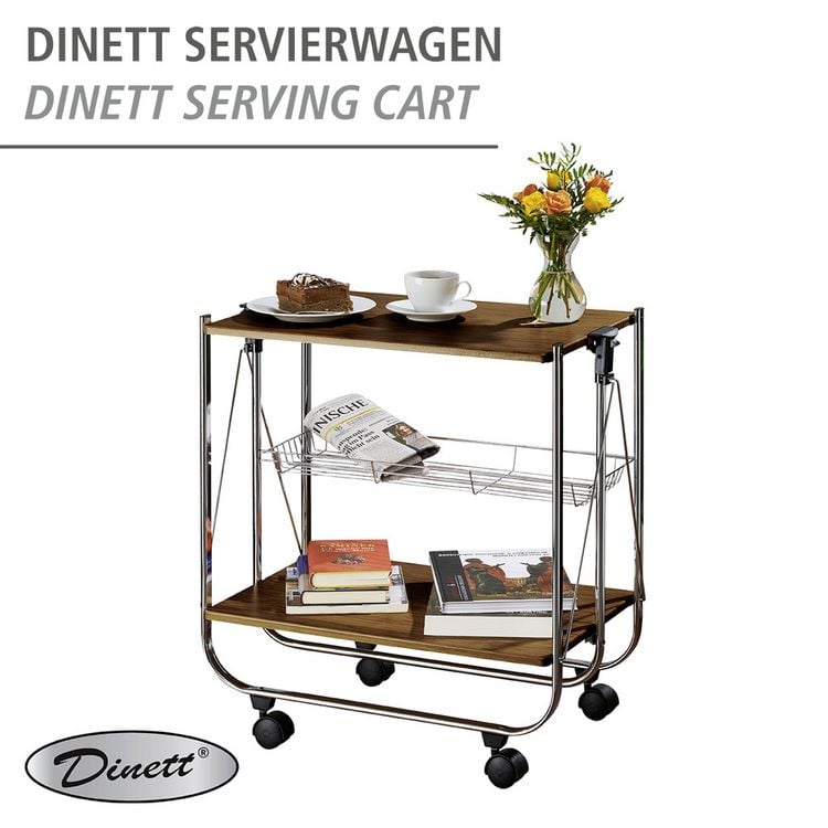 Produktbild: Servierwagen Mod. Dinett Deluxe Walnuss, zusammenklappbar