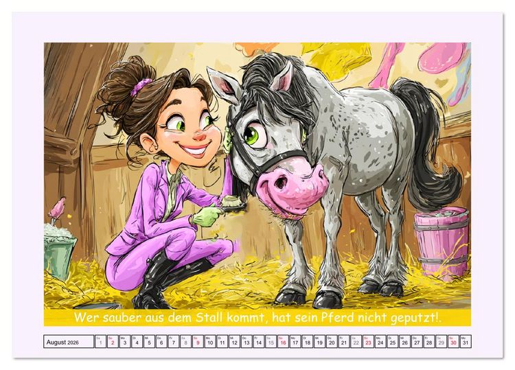 Produktbild: Frauen und Pferde. Lustige Cartoons und witzige Spr&uuml;che (Tischkalender 2026 DIN A5 quer), CALVENDO Monatskalender