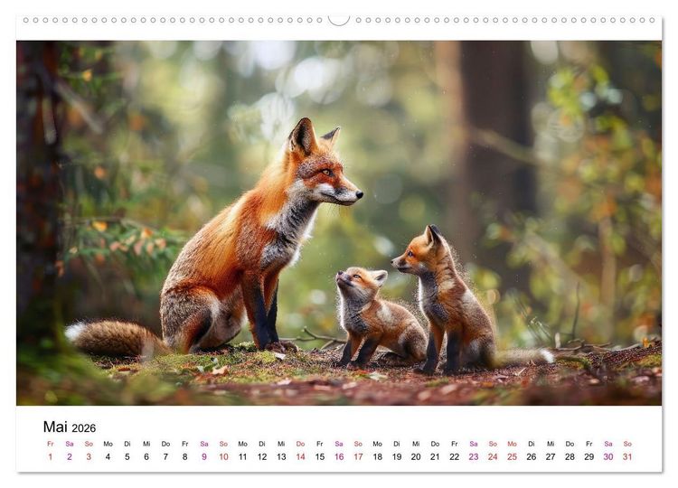 Produktbild: Fuchs - sch&ouml;ne Momente (hochwertiger Premium Wandkalender 2026 DIN A2 quer), Kunstdruck in Hochglanz