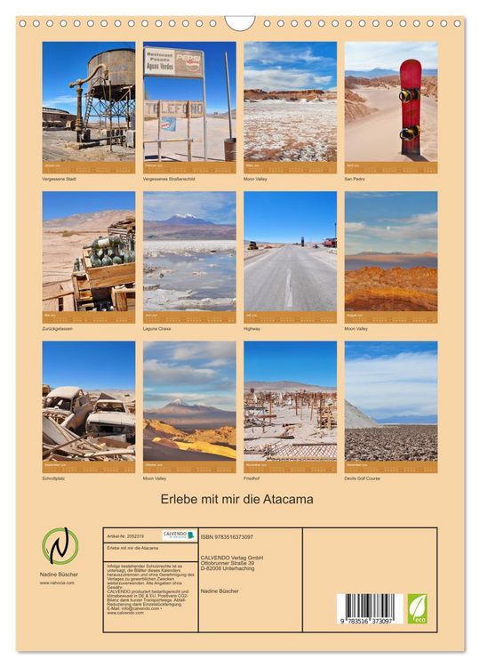 Produktbild: Erlebe mit mir die Atacama (Wandkalender 2026 DIN A3 hoch), CALVENDO Monatskalender