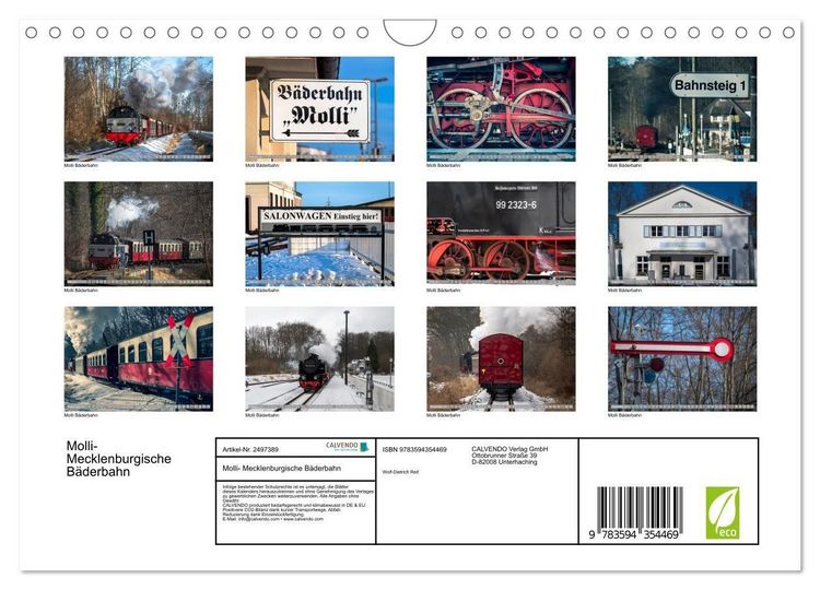 Produktbild: Molli- Mecklenburgische B&auml;derbahn (Wandkalender 2027 DIN A4 quer), CALVENDO Monatskalender