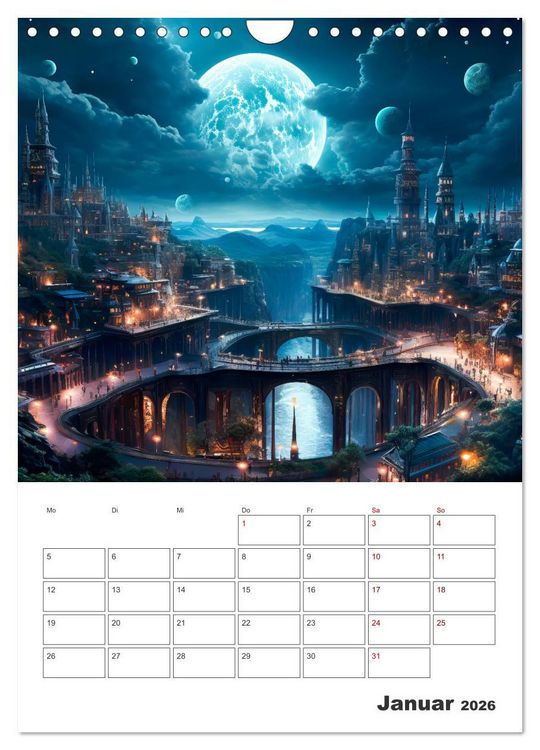 Produktbild: FERNE WELTEN Cooler Terminplaner (Wandkalender 2026 DIN A4 hoch), CALVENDO Monatskalender