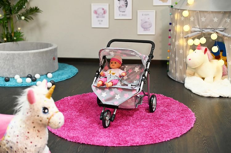 Produktbild: Knorrtoys 16744 - Zwillingspuppenwagen Duo Princess Grey, klappbar, Schieberh&ouml;he: 33-62cm