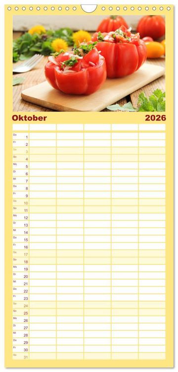 Produktbild: Familienplaner 2026 - Alte Historische Tomaten mit 5 Spalten (Wandkalender, 21 x 45 cm) CALVENDO