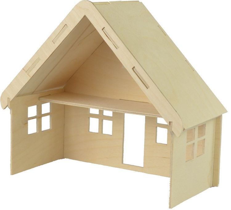 Produktbild: PEBARO 880/1 - Holzbausatz Puppenhaus klein ohne M&ouml;bel, 7 Teile, Holzkonstruktion zum Zusammenstecken