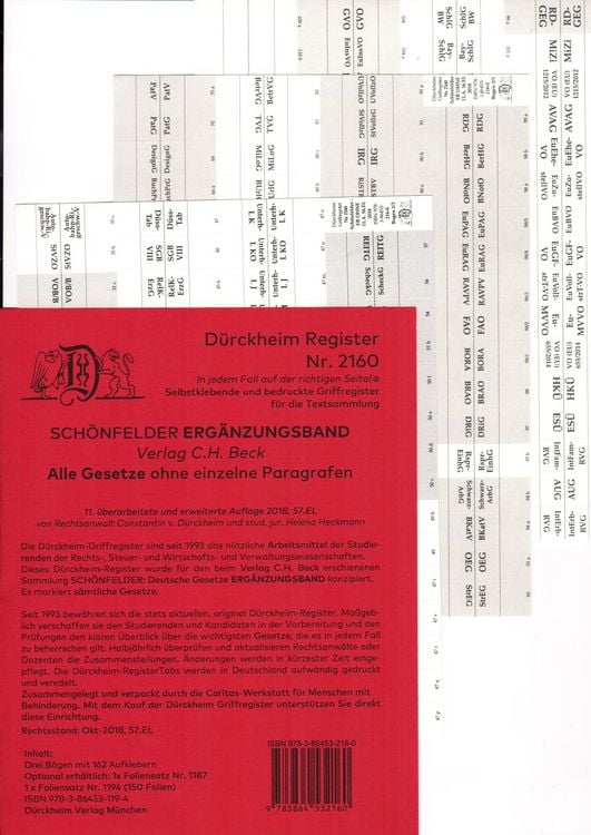 Produktbild: D&uuml;rckheimRegister&reg; HABERSACK Erg&auml;nzungsband nur Gesetze (Akronyme)