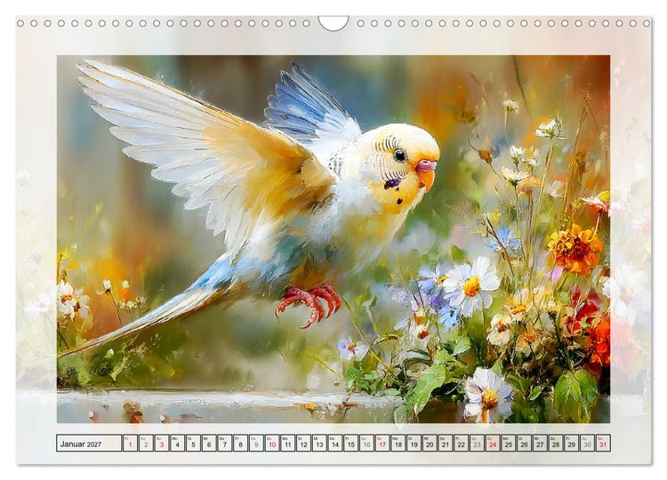 Produktbild: Wellensittiche. Fr&ouml;hliche Seelen auf der Terrasse (Wandkalender 2027 DIN A3 quer), CALVENDO Monatskalender