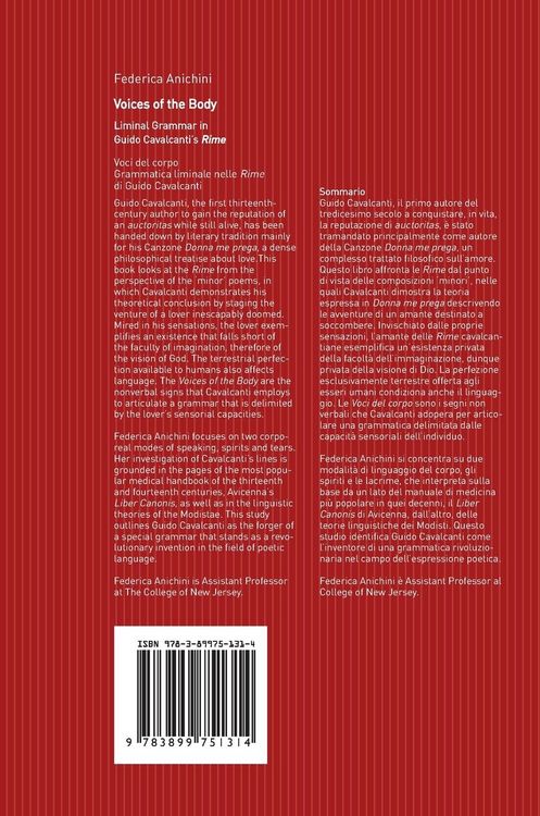 Produktbild: Voices of the Body. Liminal Grammar in Guido Cavalcanti's Rime