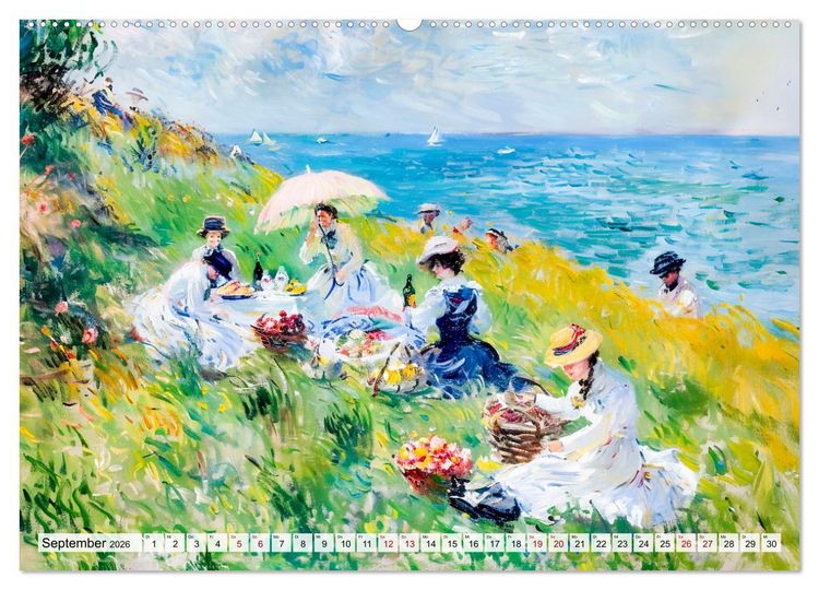 Produktbild: Ein Tag am Meer - Durch die Augen der Impressionisten (hochwertiger Premium Wandkalender 2026 DIN A2 quer), Kunstdruck in Hochglanz