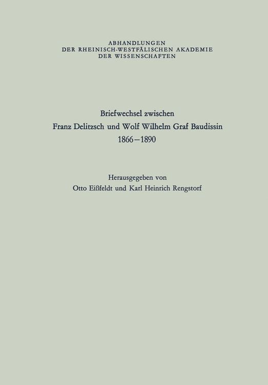 Produktbild: Briefwechsel zwischen Franz Delitzsch und Wolf Wilhelm Graf Baudissin