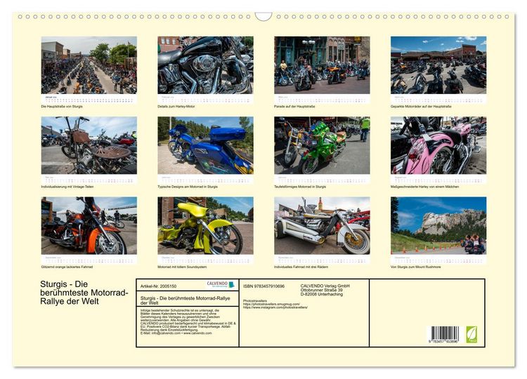 Produktbild: Sturgis - Die ber&uuml;hmteste Motorrad-Rallye der Welt (Wandkalender 2026 DIN A2 quer), CALVENDO Monatskalender