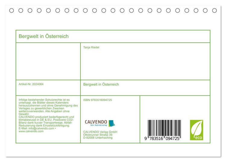 Produktbild: Bergwelt in &Ouml;sterreich (Tischkalender 2026 DIN A5 quer), CALVENDO Monatskalender