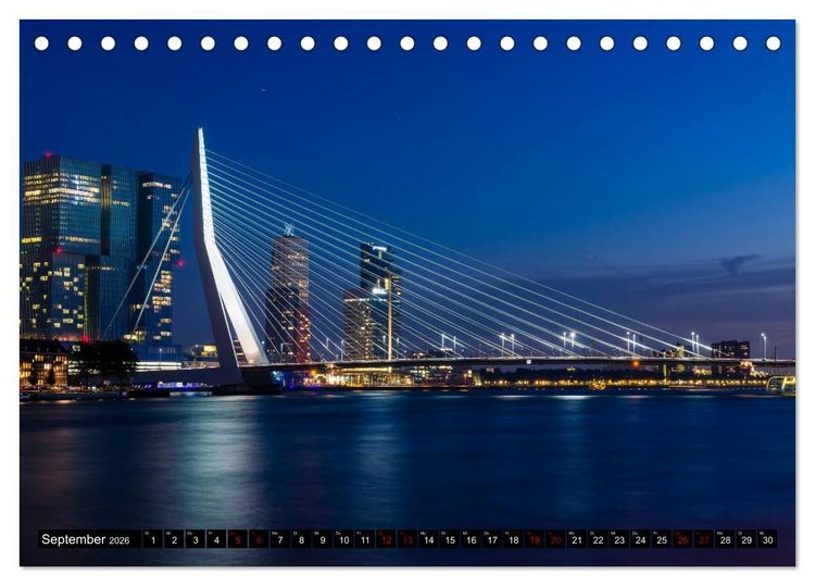 Produktbild: Rotterdam bei Nacht (Tischkalender 2026 DIN A5 quer), CALVENDO Monatskalender