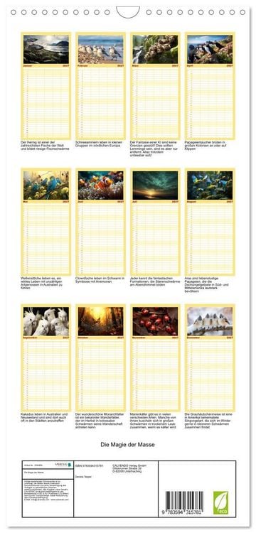 Produktbild: Familienplaner 2027 - Die Magie der Masse mit 5 Spalten (Wandkalender, 21 x 45 cm) CALVENDO