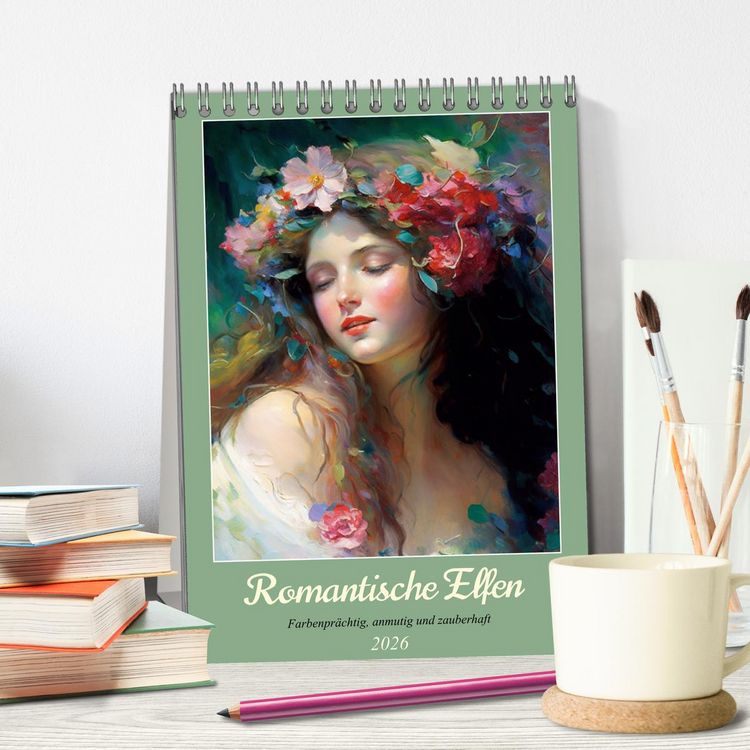 Produktbild: Romantische Elfen. Farbenpr&auml;chtig, anmutig und zauberhaft (Tischkalender 2026 DIN A5 hoch), CALVENDO Monatskalender
