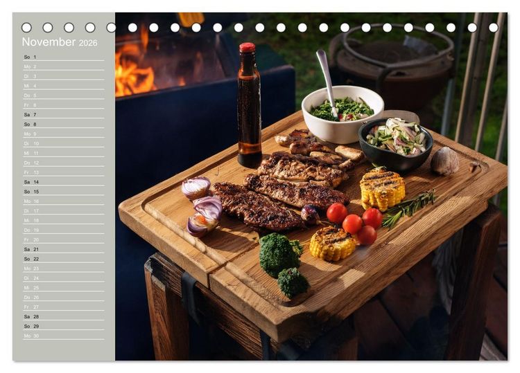 Produktbild: Der Grillkalender f&uuml;r echte M&auml;nner (Tischkalender 2026 DIN A5 quer), CALVENDO Monatskalender