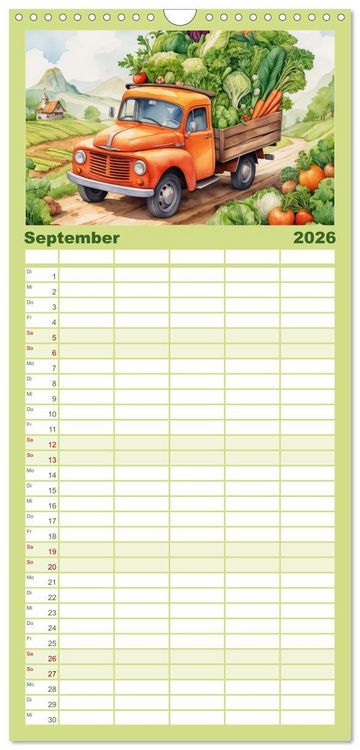 Produktbild: Familienplaner 2026 - Gem&uuml;siges - Reise ins Land des Gem&uuml;ses mit 5 Spalten (Wandkalender, 21 x 45 cm) CALVENDO