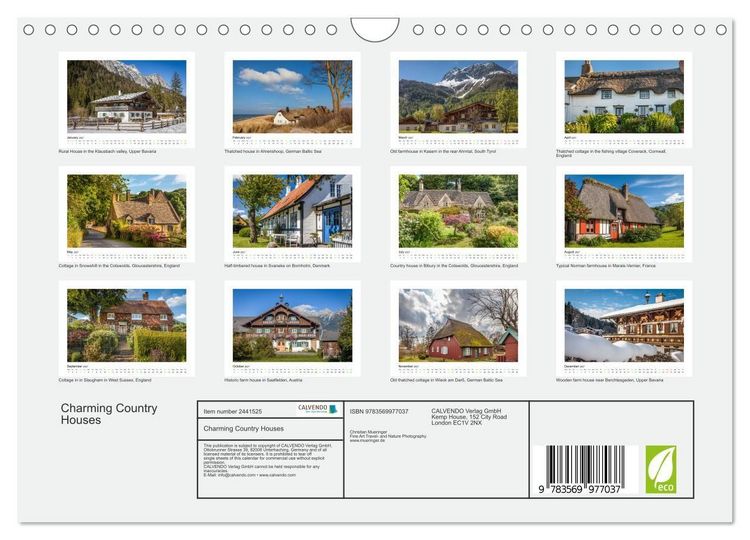 Produktbild: Charming Country Houses (Wall Calendar 2027 DIN A4 landscape), CALVENDO 12 Month Wall Calendar