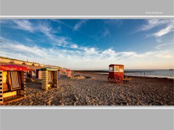 Produktbild: CALVENDO Puzzle Borkum, Badekarren im Sonnenuntergang | 1000 Teile Lege-Gr&ouml;&szlig;e 64x48cm Foto-Puzzle f&uuml;r gl&uuml;ckliche Stunden