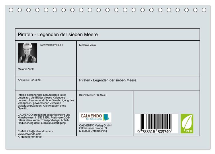 Produktbild: Piraten - Legenden der sieben Meere (Tischkalender 2027 DIN A5 quer), CALVENDO Monatskalender