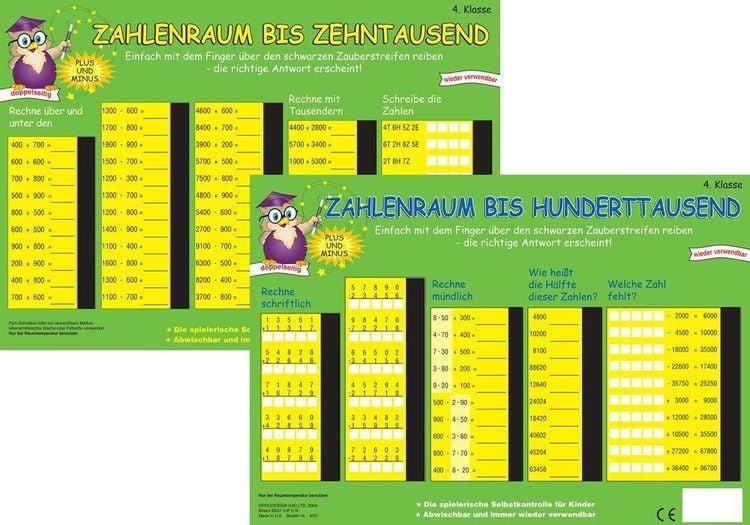 Produktbild: PRESSOGRAM Zaubertafel - Zahlenraum bis Zehntausend / Hunderttausend