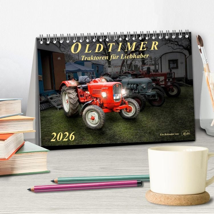 Produktbild: Oldtimer - Traktoren f&uuml;r Liebhaber (Tischkalender 2026 DIN A5 quer), CALVENDO Monatskalender