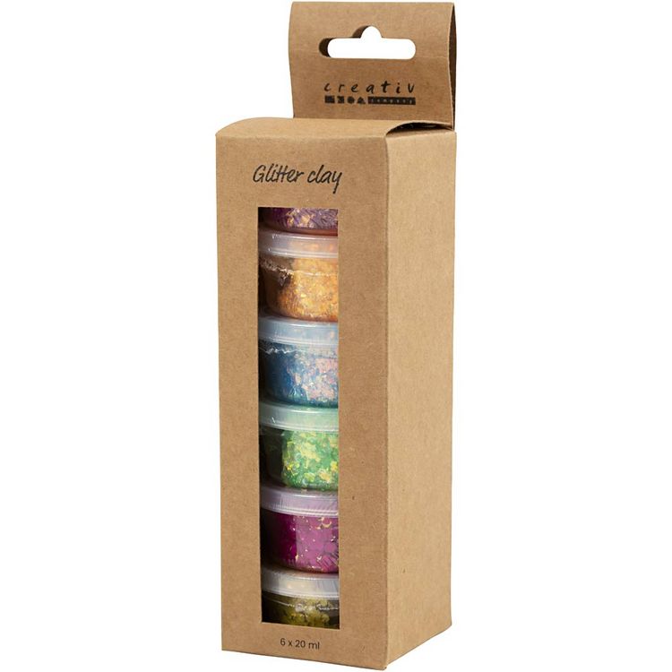 Produktbild: Creativ Company Glitter Clay, Sortierte Farben, 6x20 ml