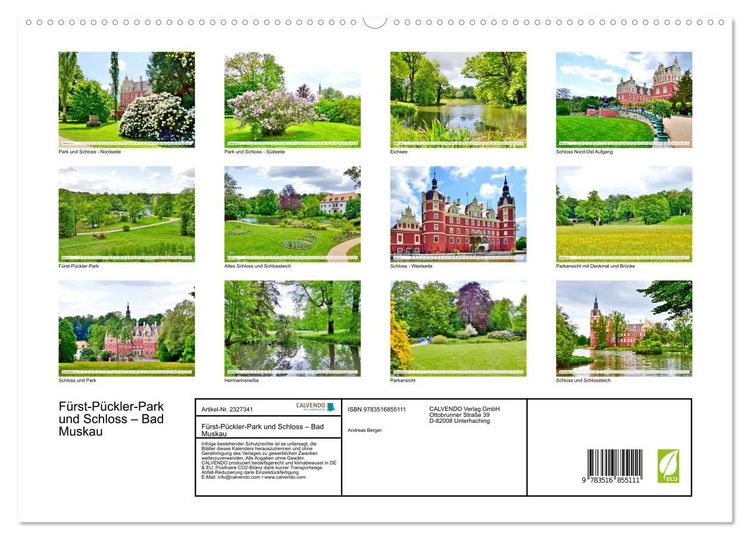Produktbild: F&uuml;rst-P&uuml;ckler-Park und Schloss &ndash; Bad Muskau (hochwertiger Premium Wandkalender 2027 DIN A2 quer), Kunstdruck in Hochglanz