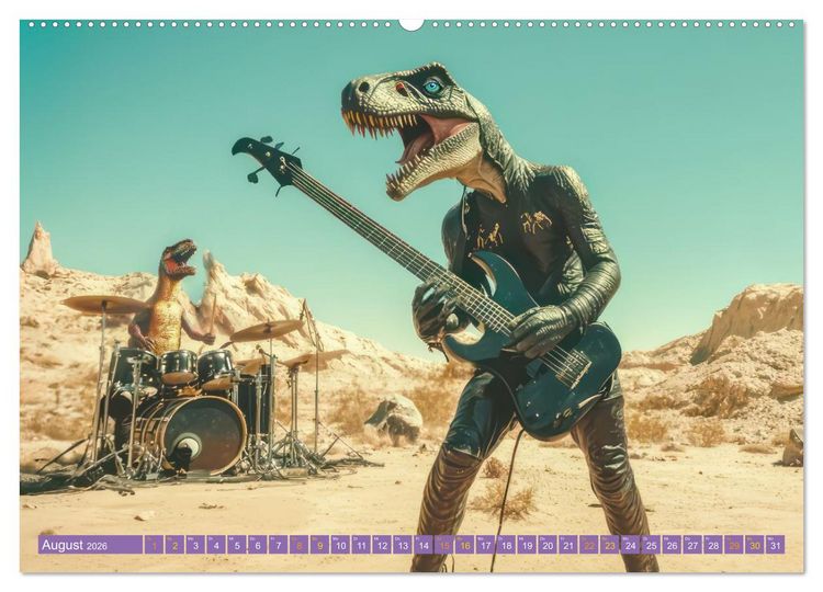 Produktbild: Dinos rocken ab (Wandkalender 2026 DIN A2 quer), CALVENDO Monatskalender