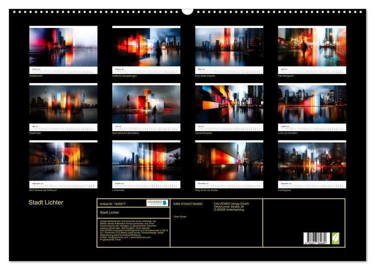 Produktbild: Stadt Lichter (Wandkalender 2026 DIN A2 quer), CALVENDO Monatskalender