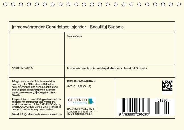 Produktbild: Immerw&auml;hrender Geburtstagskalender &ndash; Beautiful Sunsets (Tischkalender immerw&auml;hrend DIN A5 quer)