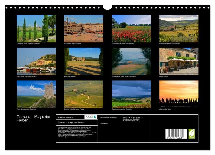 Produktbild: Toskana &ndash; Magie der Farben (Wandkalender 2026 DIN A3 quer), CALVENDO Monatskalender