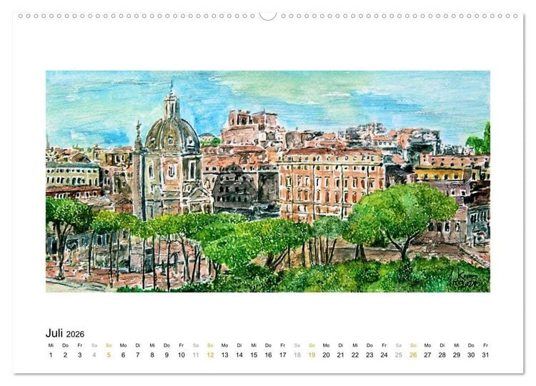 Produktbild: ROM In stillen Aquarellen (hochwertiger Premium Wandkalender 2026 DIN A2 quer), Kunstdruck in Hochglanz