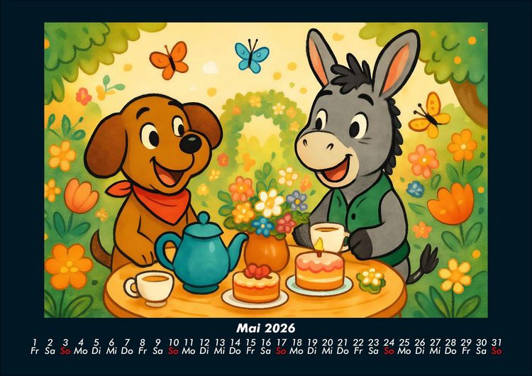 Produktbild: Wuff & Huf - Festliche Freundschaft 2026 Fotokalender DIN A4