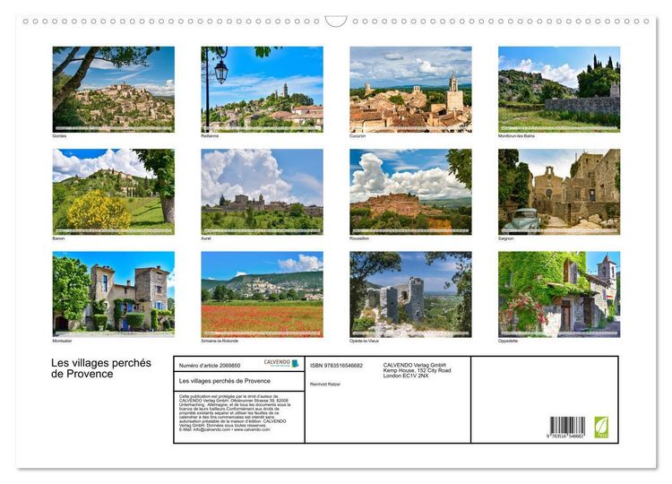 Produktbild: Les villages perch&eacute;s de Provence (Calendrier mural 2026 DIN A2 vertical), CALVENDO calendrier mensuel