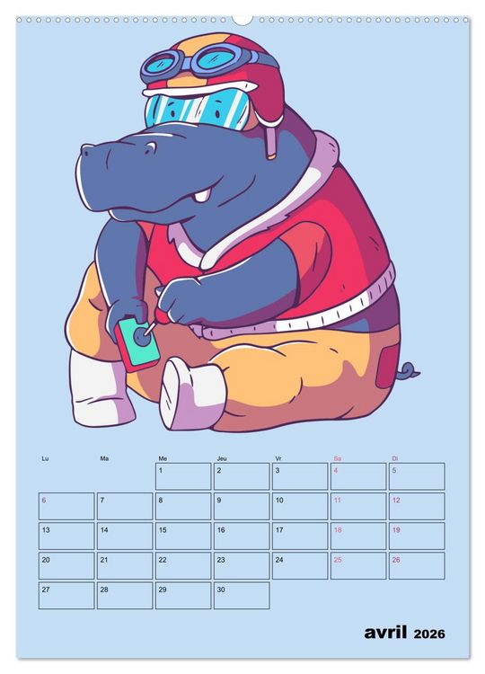 Produktbild: Animaux Gamers Amusants (Calendrier mural 2026 DIN A2 horizontal) calendrier de bureau