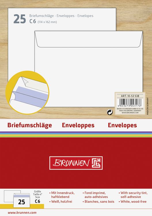 Produktbild: Brunnen Briefumschlag C6 HK ws