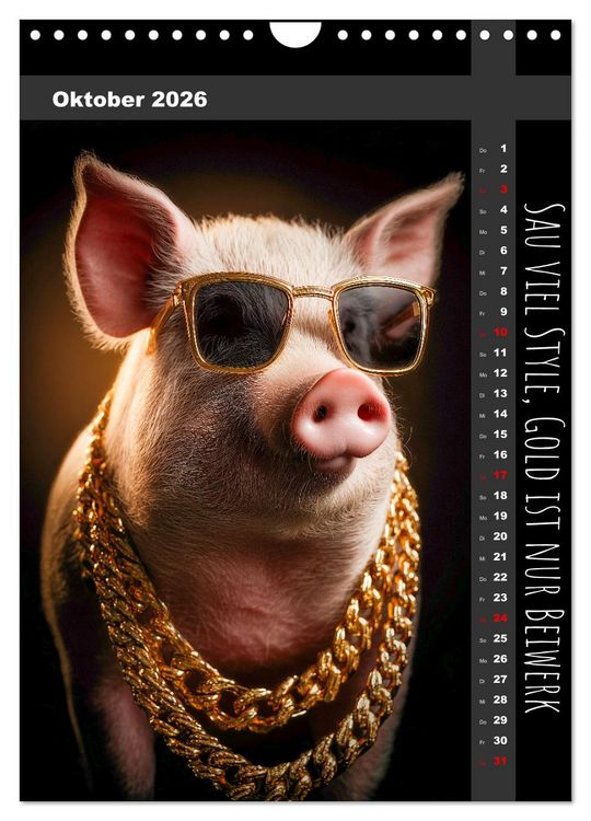 Produktbild: Coole Sau - Lustiger Spr&uuml;che Kalender mit witzigen Schweinchen (Wandkalender 2026 DIN A4 hoch), CALVENDO Monatskalender