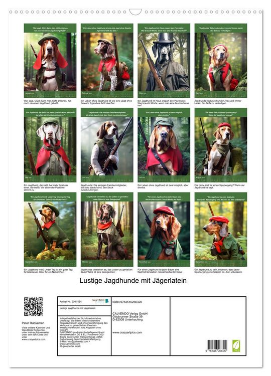 Produktbild: Lustige Jagdhunde mit J&auml;gerlatein (Wandkalender 2026 DIN A2 hoch), CALVENDO Monatskalender