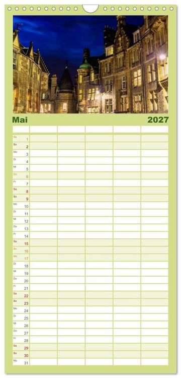 Produktbild: Familienplaner 2027 - Edinburgh - Impressionen aus der schottischen Hauptstadt mit 5 Spalten (Wandkalender, 21 x 45 cm) CALVENDO