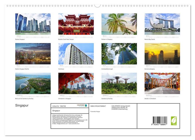 Produktbild: Singapur (hochwertiger Premium Wandkalender 2026 DIN A2 quer), Kunstdruck in Hochglanz