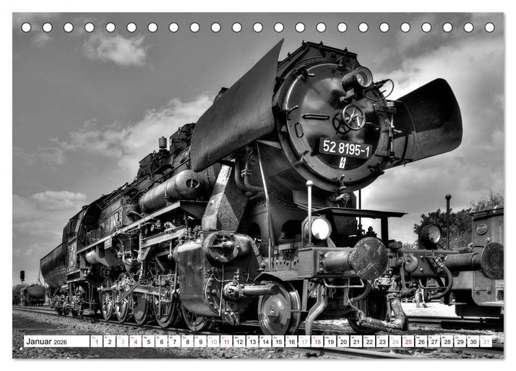 Produktbild: Unter Dampf - Eisenbahnromantik in schwarz-wei&szlig; (Tischkalender 2026 DIN A5 quer), CALVENDO Monatskalender